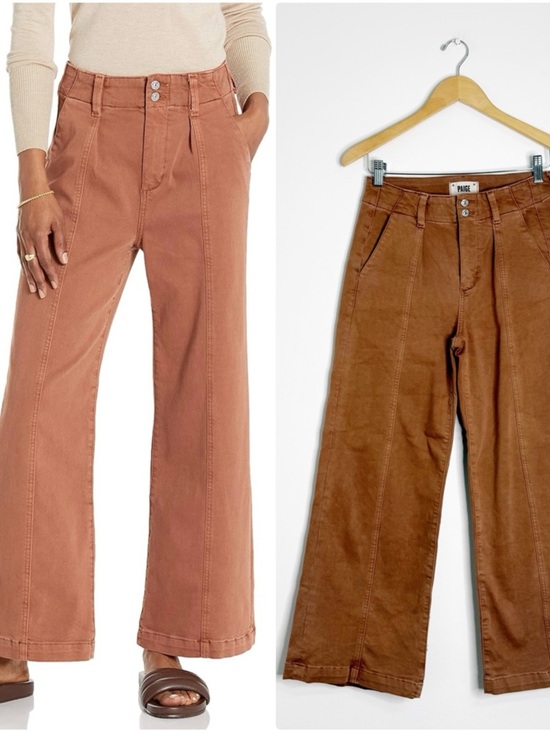 PAIGE Denim - PAIGE Brooklyn Straight Ankle Pants Size 25 Brown High Rise Stretch
